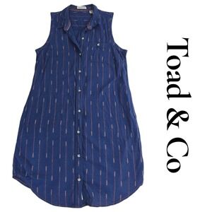 Navy Sleeveless Button-Front Shirt Dress